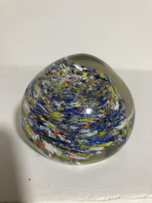 Murano style confetti swirl glass paperweight