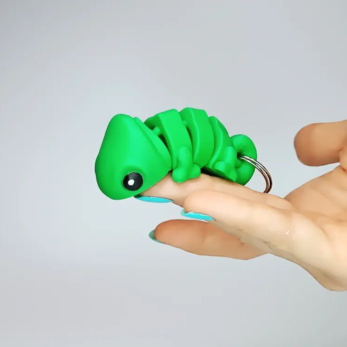 Cute Flexi Pets Chameleon 3D Printed Keychain and Toy