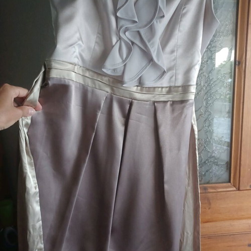 Catwalk Raxevsky Satin Mini Dress new, gray and beige, size XL