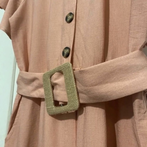 Women's jumpsuit new, salmon color, linen fabric, size L