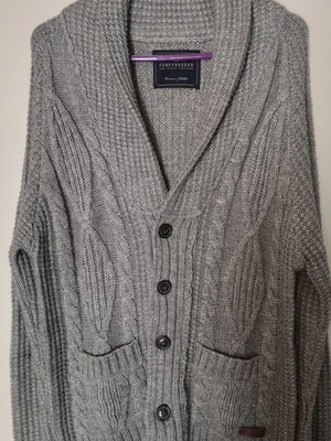 Funky Buddha men's grey knitted cardigan with buttons, size L
