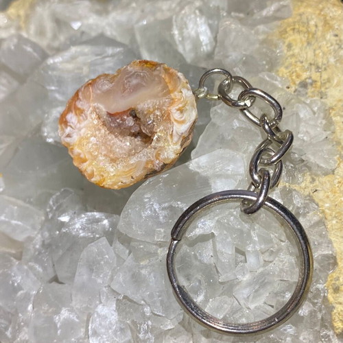 Key Chain Handmade with Natural Raw Agate new, orange