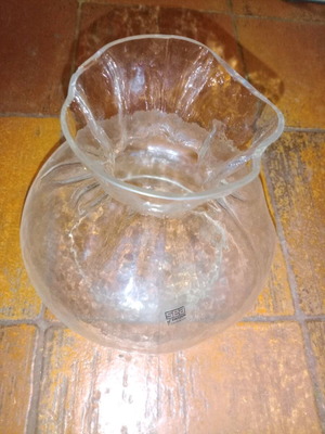 Sea of Sweeden Handmade Glass Vase used with small chip
