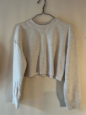 Knit crop top long sleeve like new Zara gray and beige, size S