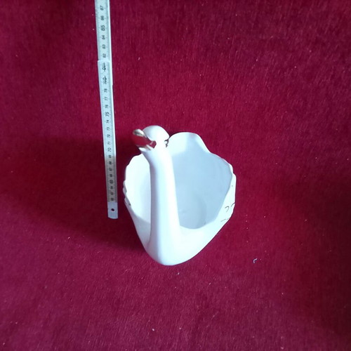 Porcelain Swan Candy Vase, 22x15x13 cm, 1970