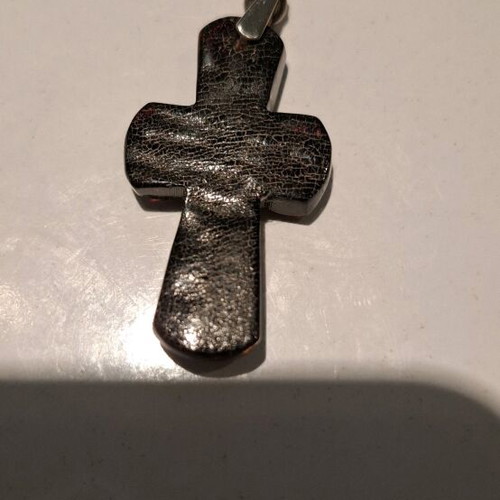 Cross made of natural black Baltic amber new