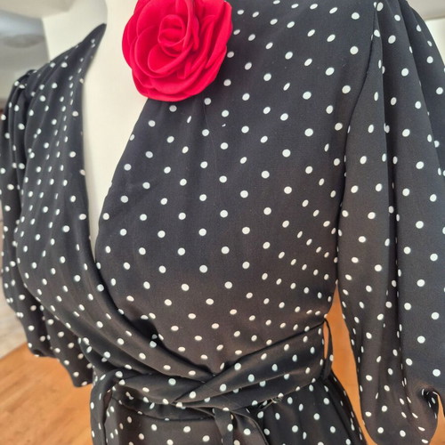 Polka Dot Midi Dress like new, black and white, size S