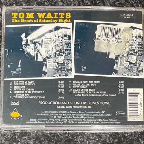 Tom Waits The Heart of Saturday Night CD like new, blues