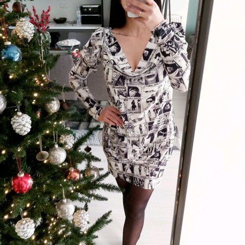 Miss Sixty dress like new, mini with puffed shoulders and draped neckline