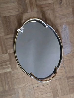 Oval tray with gold handles and mirror surface, like new