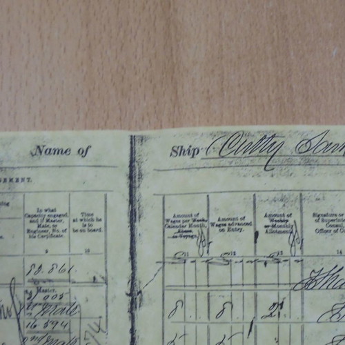 Agreement and account of crew of British ship Cutty Sark used