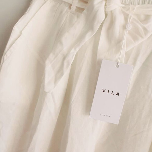 Vila pants new, linen and cotton, size M, white