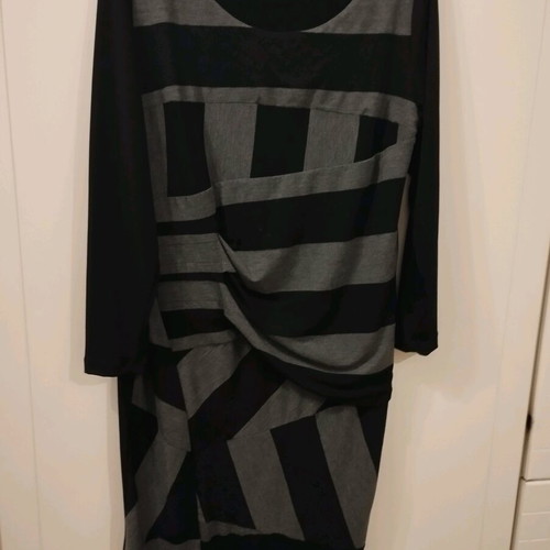 Mat dress black and grey elastic with draping, like new