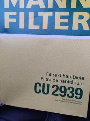 MANN FILTER φίλτρο καμπίνας CU 2939 καινούργιο για Skoda Octavia V