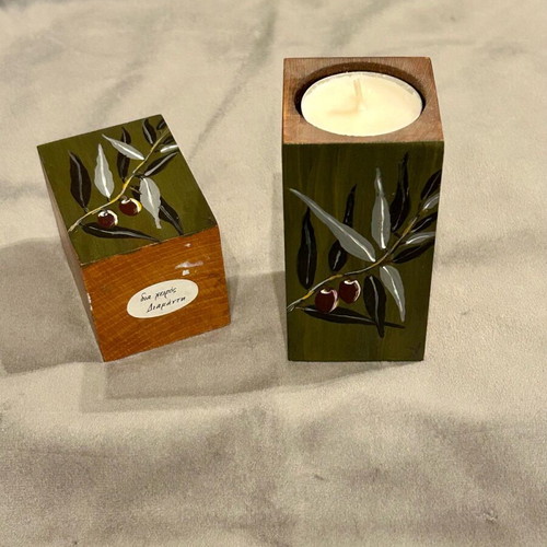 Wooden candlesticks new, handmade hand-painted set of 3