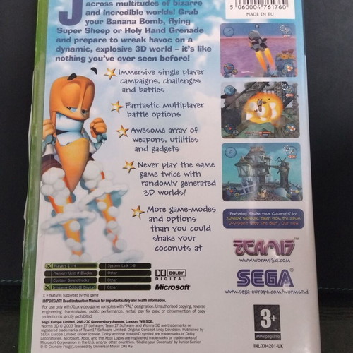 Worms 3D Xbox game used, tested, action