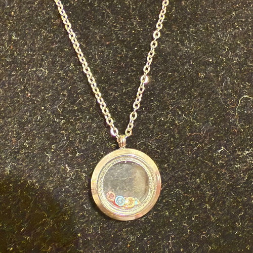 Faux Small Pendant used, silver color steel with crystals