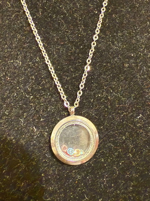 Faux Small Pendant used, silver color steel with crystals