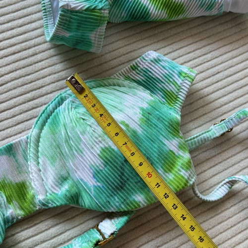 Victoria's Secret ribbed bikini green and white sky print size S new without tags