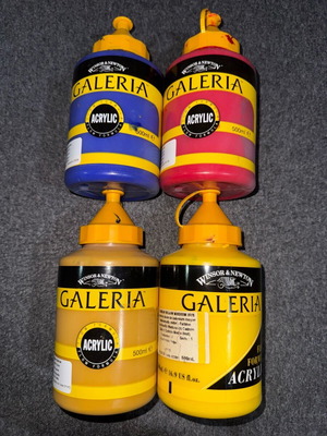 Winsor & Newton Galeria 4 acrylics 500ml used set