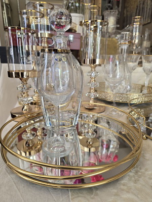 Round gold mirror tray diameter 36cm height 7cm new