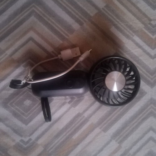 Mini rechargeable fan black, 3 speeds, USB cable, 13cm