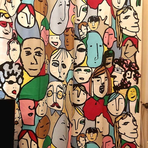 IKEA Gulvi Faces Curtains set of 2 like new, vintage pop-art fabric