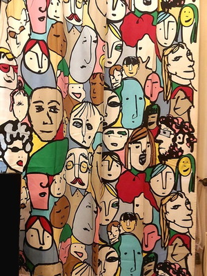 Κουρτίνες IKEA Gulvi Faces σετ 2 σαν καινούργιο, vintage pop-art ύφασμα