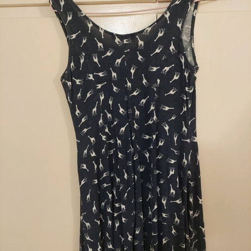 Summer beach dress used, blue with giraffe patterns
