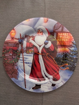 Christmas glass platter 31cm like new