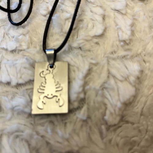 Scorpio zodiac necklace like new stainless steel with leather cord