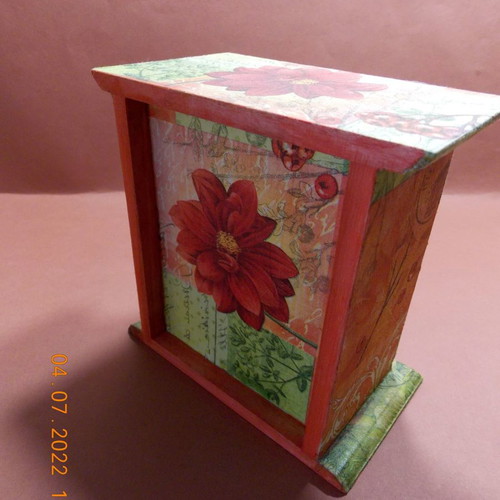 Wooden handmade jewelry box with decoupage, new, two drawers