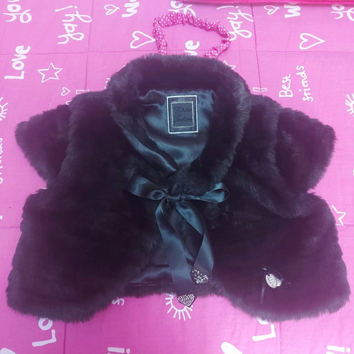 Evita fur bolero L like new, black