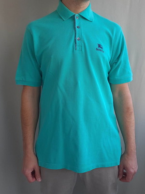 Burberrys men's vintage polo shirt size L used, turquoise