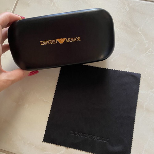 Emporio Armani glasses case and cleaning cloth used, black