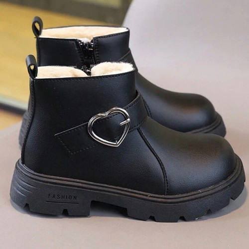 Children's boots size 33 new, black with beige fur