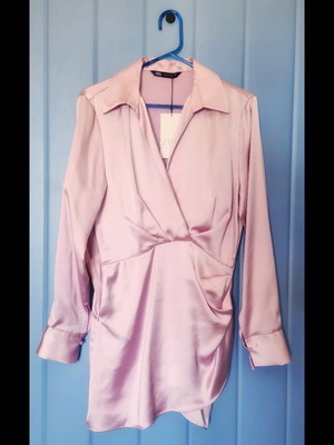 Mini satin dress Zara pink new, size M