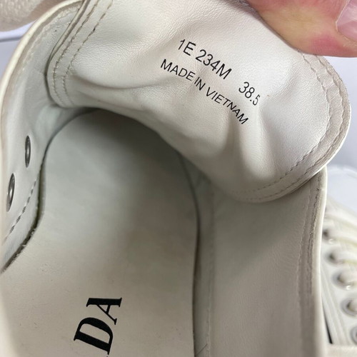 Prada leather Cassetta Wheel sneakers used, beige, size 38.5