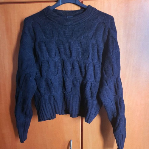 Cropped wool sweater new, black, warm