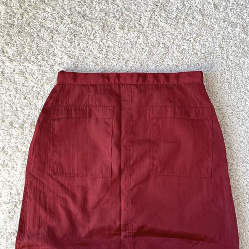 Nylon skirt red long high-waisted used, size 34 (XS-S)