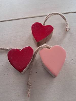 Wooden hearts with string set of 20 new
