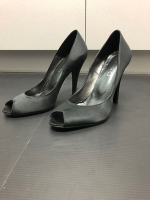 Sante Satin Peep Toe Heels Size 38 New with Rhinestones