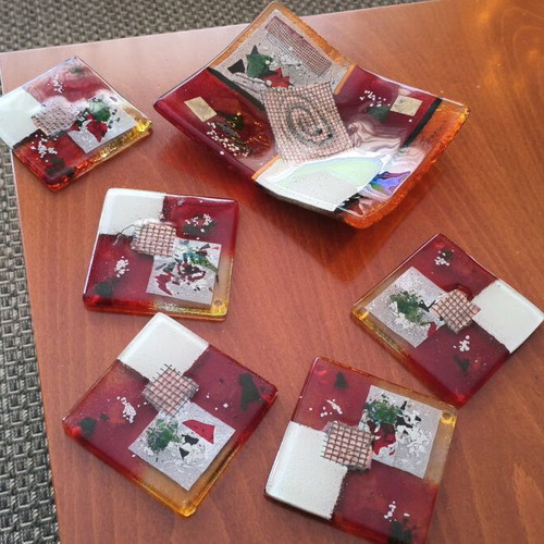 Decorative coasters with fusing glass like new