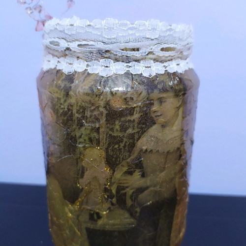 Decorative Christmas Vase Handmade with Decoupage Technique
