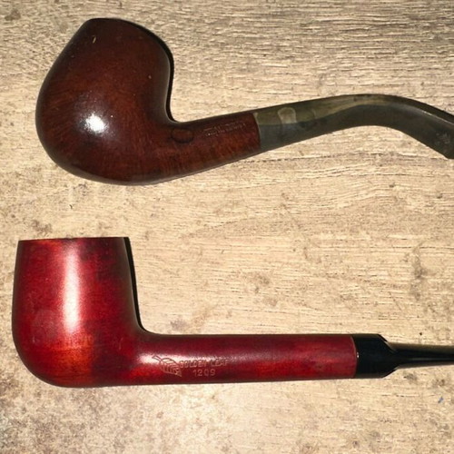 Tobacco pipes Golden Leaf real briar used, set of two