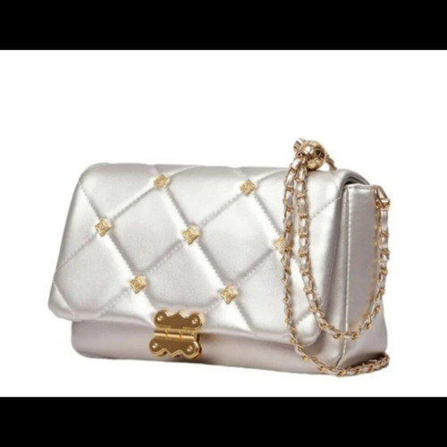 Shoulder bag crossbody new, silver color