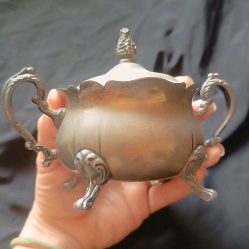 Vintage silver-plated vessel like new, ornate collectible with hallmark