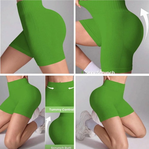 Women's sportswear gym yoga short leggings new size Large green