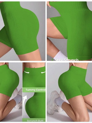 Women's sportswear gym yoga short leggings new size Large green