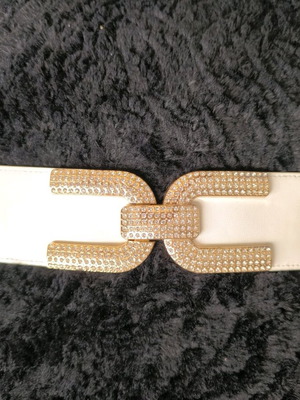 Beige elastic belt with gold rhinestones new
